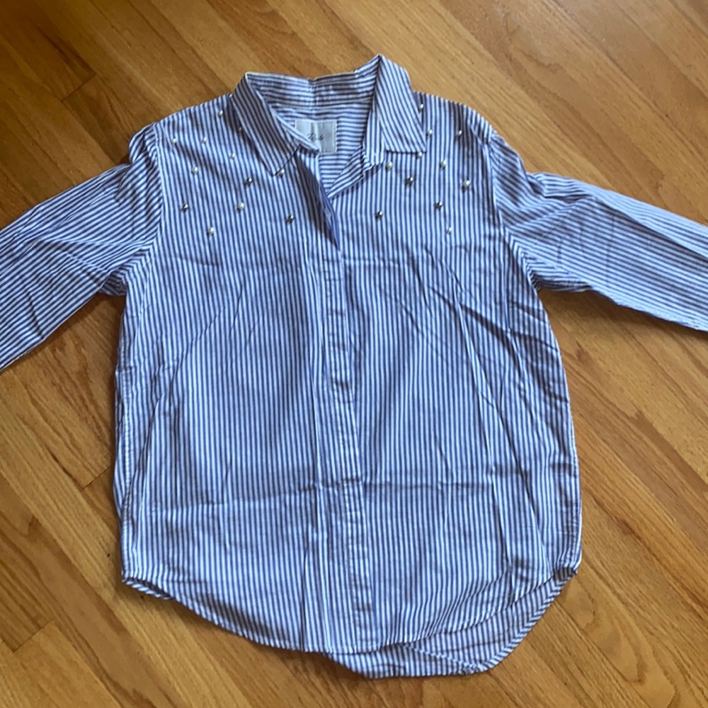 Rails striped button up w/jewel detail